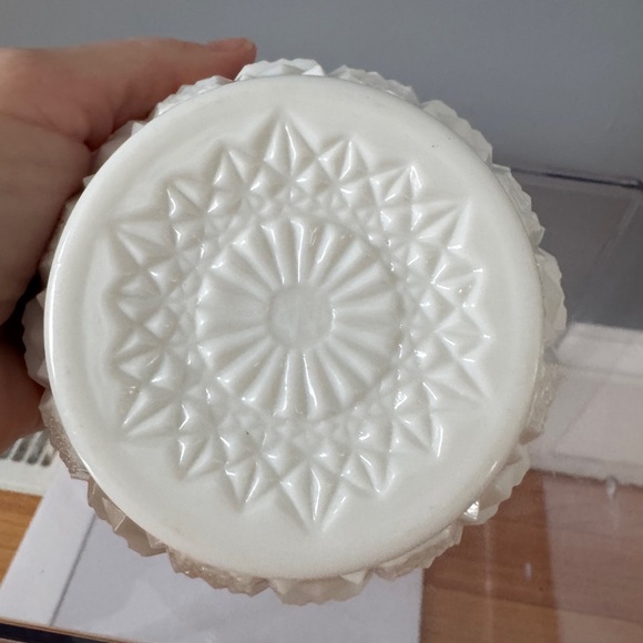 Milk Glass Floral Patterned Base - Picture 2 of 7
